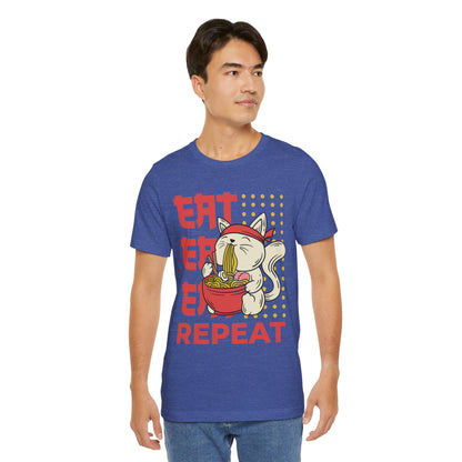 Ramen Cat Tee — "Eat Sleep Repeat" Cute Noodle Lover T-Shirt