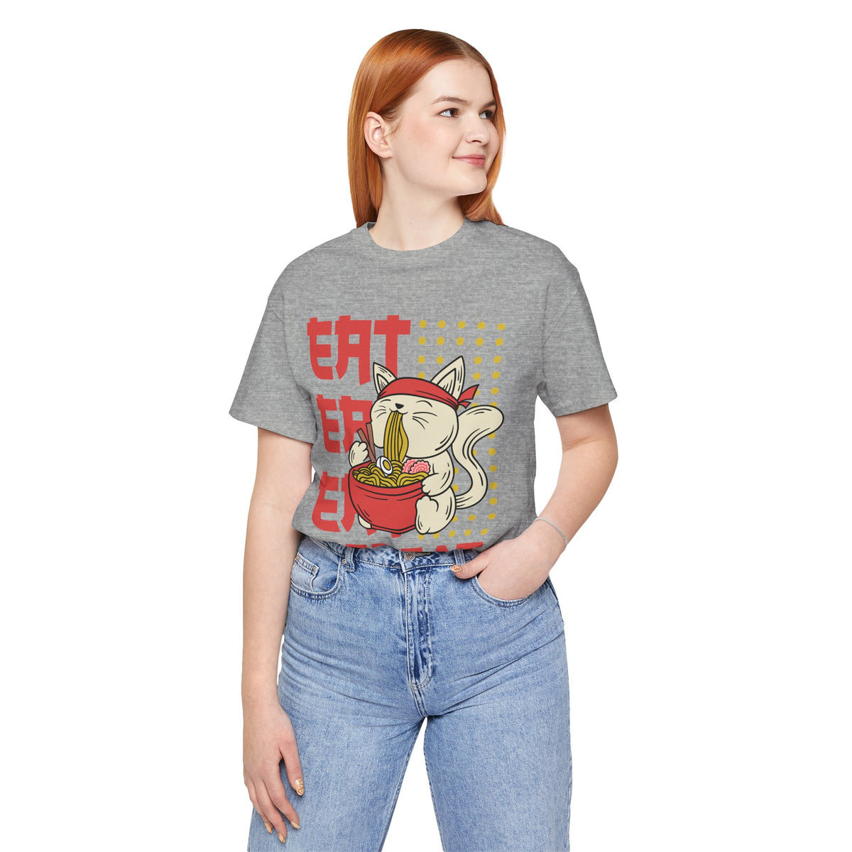 Ramen Cat Tee — "Eat Sleep Repeat" Cute Noodle Lover T-Shirt