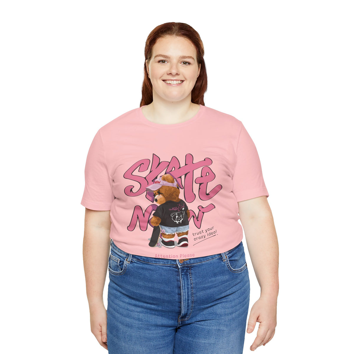 Skate Mom Bear Tee — Cute Pink Skateboard Graphic T-Shirt