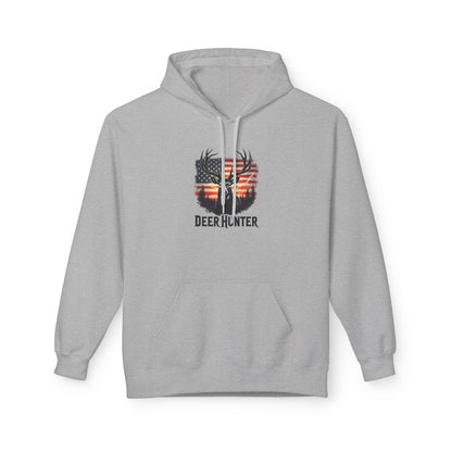 Deer Hunter Hoodie - American Flag Antler Graphic Pullover