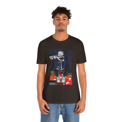 Anime Sneakerhead Tee — Sitting Character on Shoe Boxes with Japanese Text
