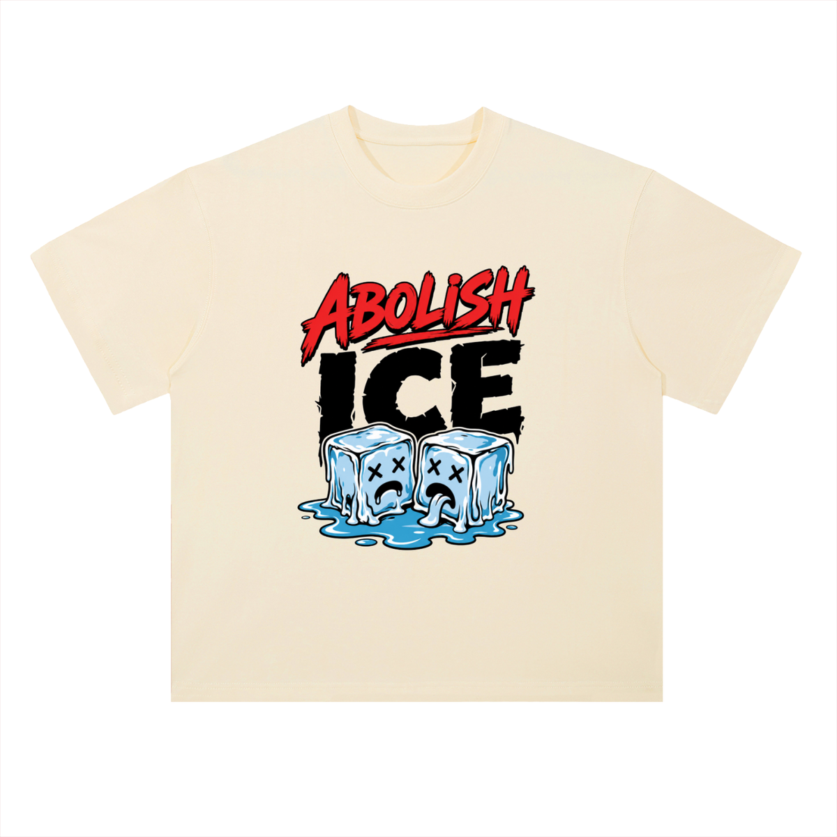 Abolish ICE Melting Ice Cubes Graphic Drop Shoulder Tee