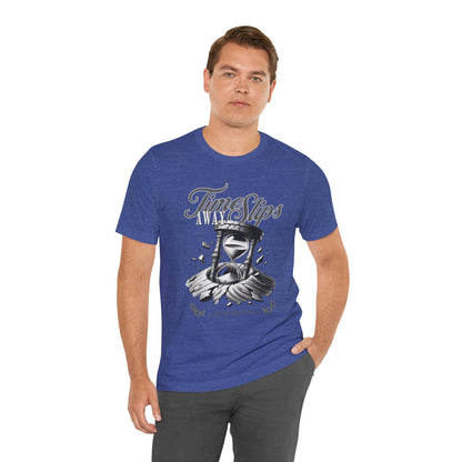 Time Slips Hourglass T‑Shirt — Vintage Black & White Graphic Tee