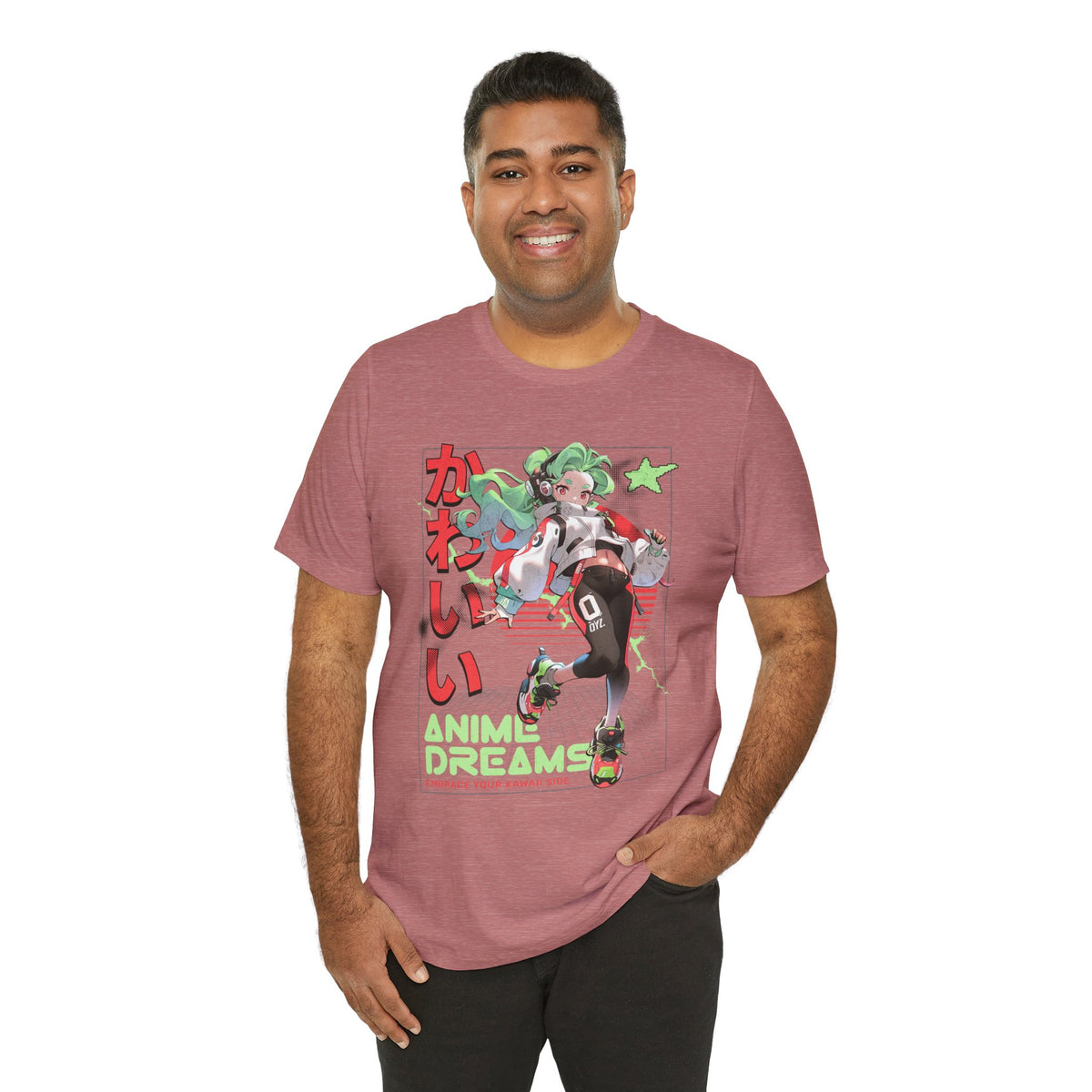 Anime Dreams Kawaii Tee — Neon Retro Anime Girl Graphic T-Shirt