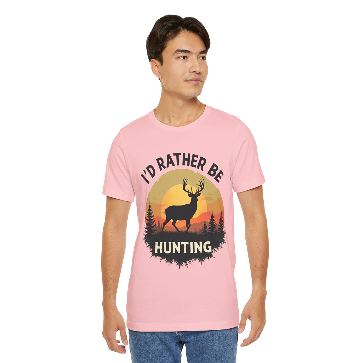 I'd Rather Be Hunting T‑Shirt — Deer Sunset Outdoor Hunting Tee