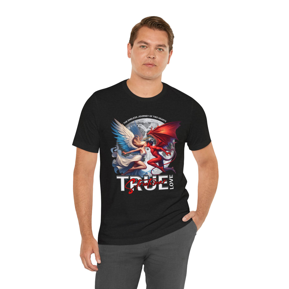 True Love Tee — Angel & Devil Heart Graphic T-Shirt