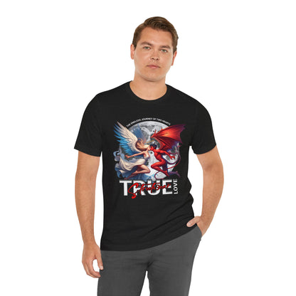 True Love Tee — Angel & Devil Heart Graphic T-Shirt