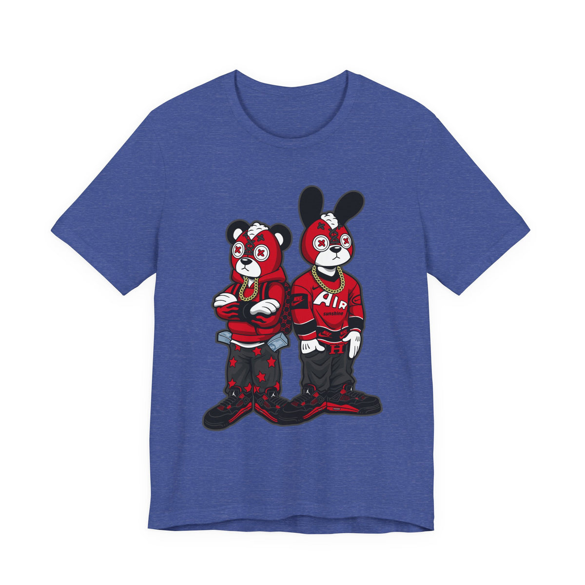 Streetwear Cartoon Bear & Bunny Tee — Hip Hop Graphic T-Shirt