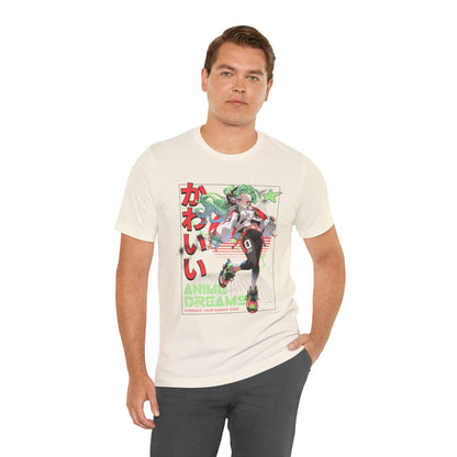 Anime Dreams Kawaii Tee — Neon Retro Anime Girl Graphic T-Shirt