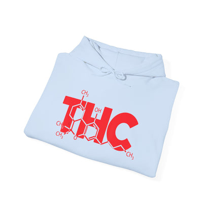 THC Molecule Hoodie – Red Chemistry Logo Cannabis Sweatshirt