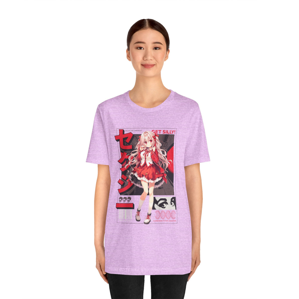 Anime Girl Graphic Tee — "Get Silly!" Red Harajuku Style T-Shirt
