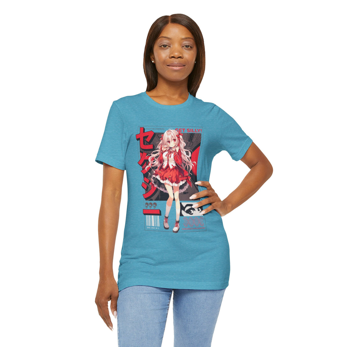 Anime Girl Graphic Tee — "Get Silly!" Red Harajuku Style T-Shirt