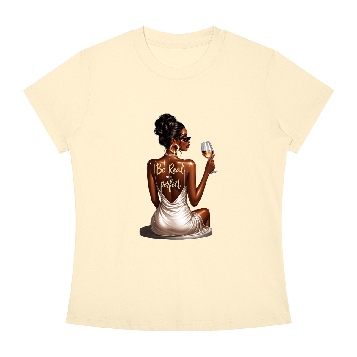 Be Real Not Perfect Women’s Slim-Fit Graphic Tee