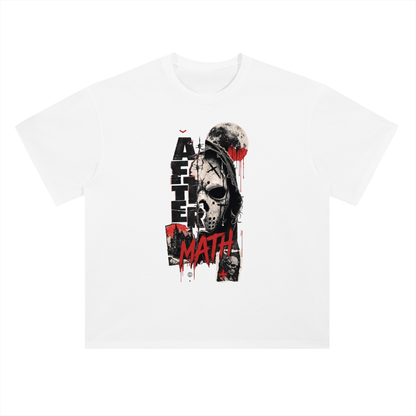 Aftermath Skull and Moon Grunge Graphic Drop Shoulder Tee