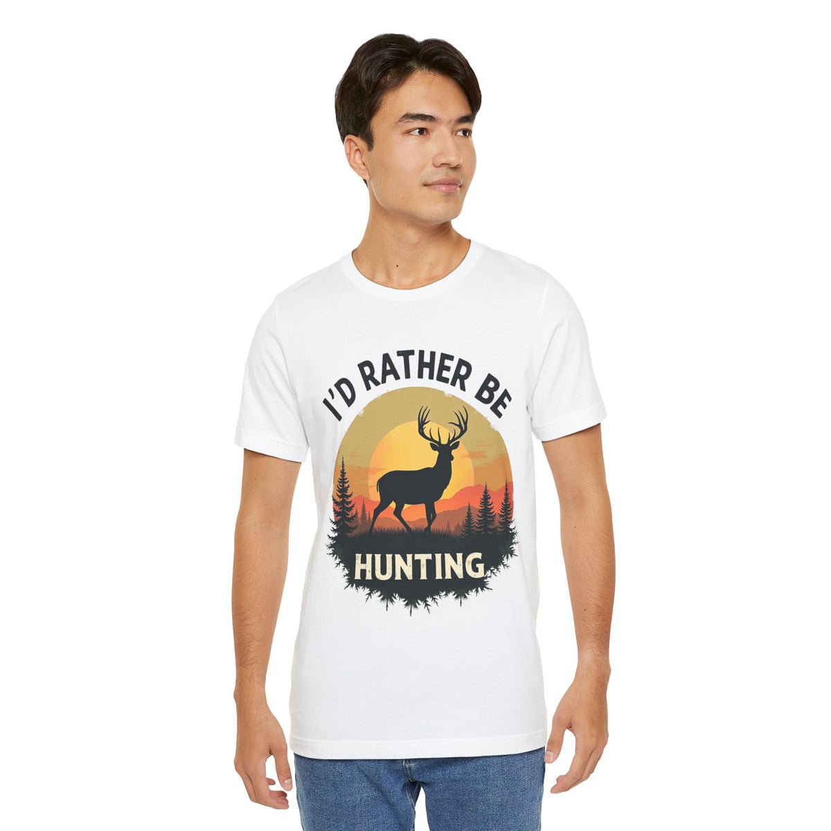I'd Rather Be Hunting T‑Shirt — Deer Sunset Outdoor Hunting Tee