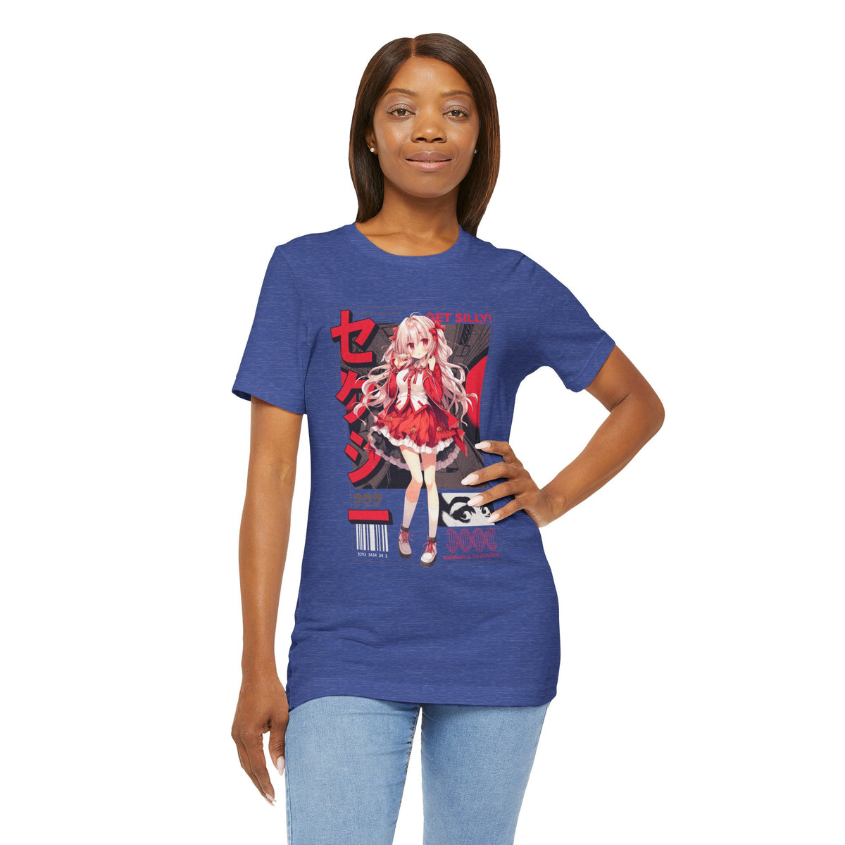 Anime Girl Graphic Tee — "Get Silly!" Red Harajuku Style T-Shirt