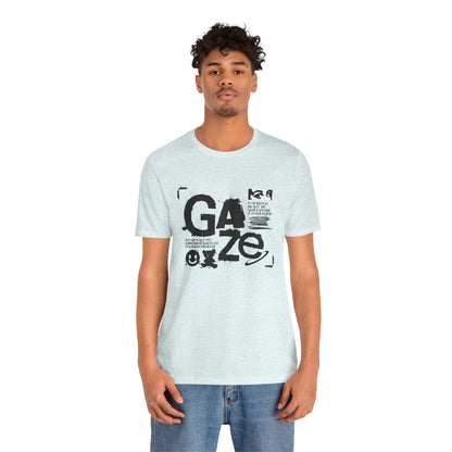Gaze Typography Graphic Tee — Abstract Monochrome Text Art T-Shirt