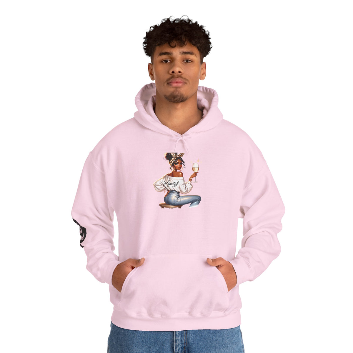 Cozy Chick Hoodie — Fashionable Woman Relaxing with Coffee Graphic Hooded Sweatshirt