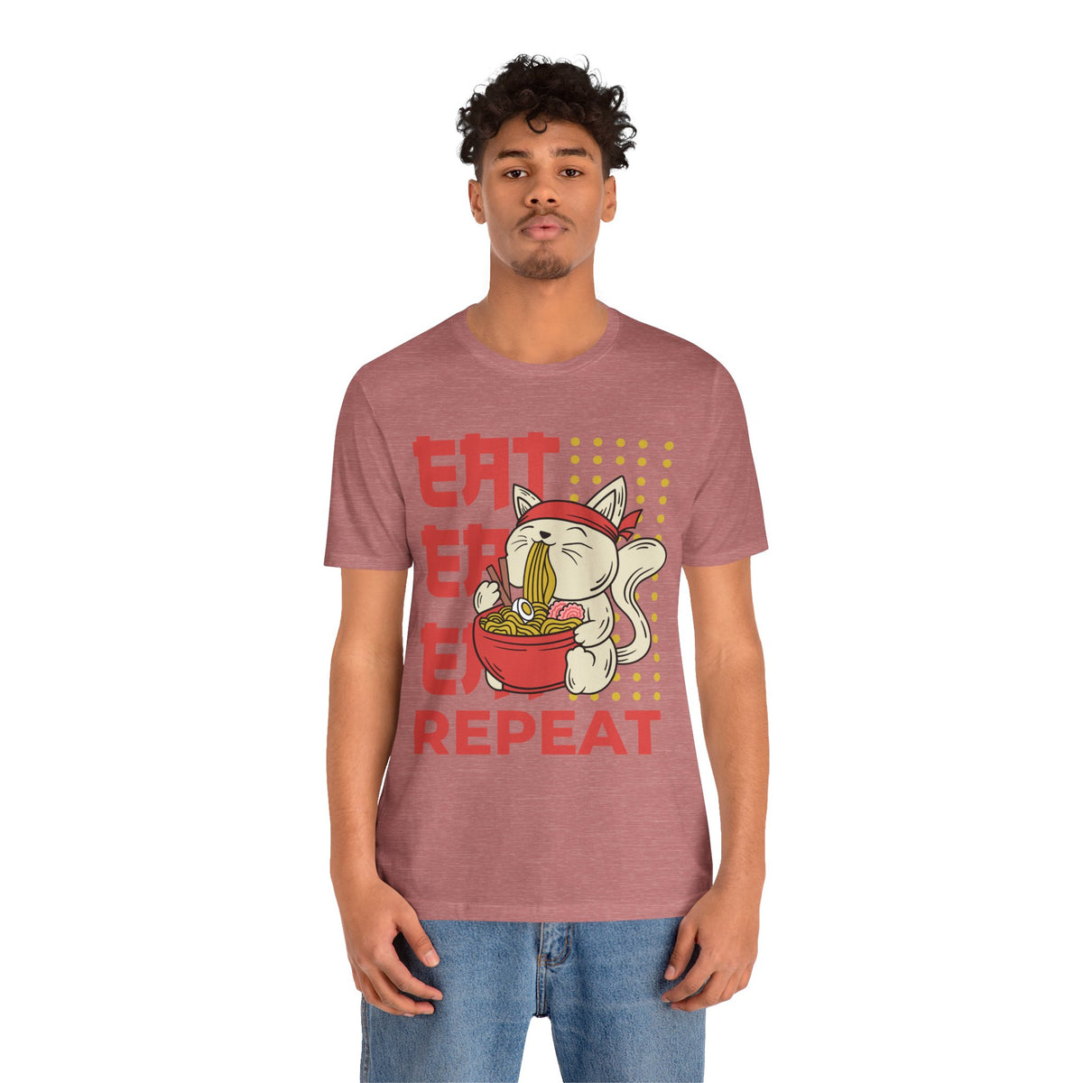 Ramen Cat Tee — "Eat Sleep Repeat" Cute Noodle Lover T-Shirt