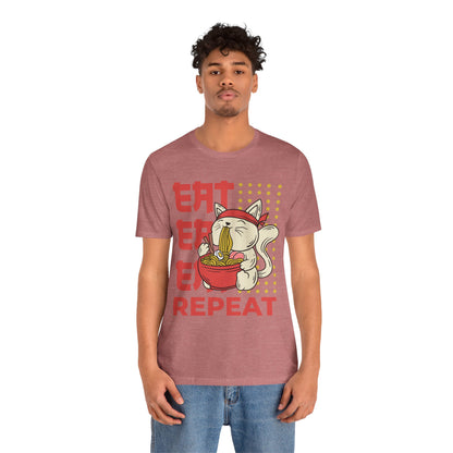 Ramen Cat Tee — "Eat Sleep Repeat" Cute Noodle Lover T-Shirt
