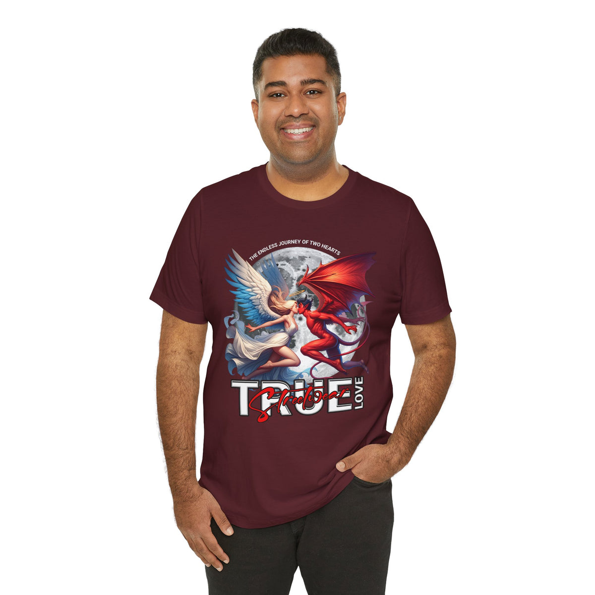 True Love Tee — Angel & Devil Heart Graphic T-Shirt