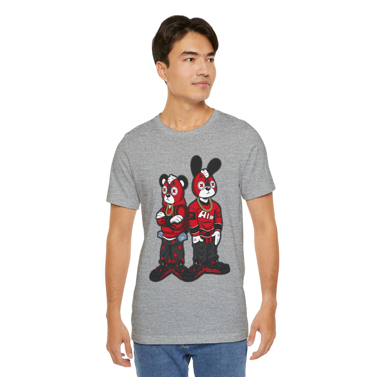 Streetwear Cartoon Bear & Bunny Tee — Hip Hop Graphic T-Shirt