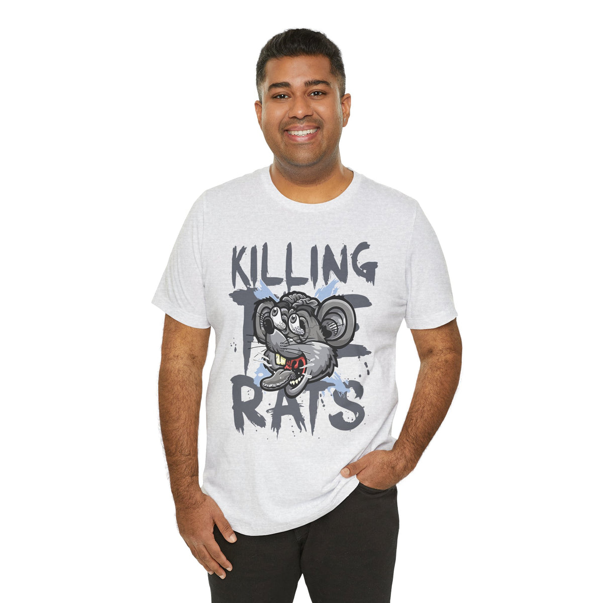 Killing Rats Graphic Tee – Edgy Cartoon Rat Skull Streetwear