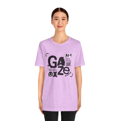 Gaze Typography Graphic Tee — Abstract Monochrome Text Art T-Shirt