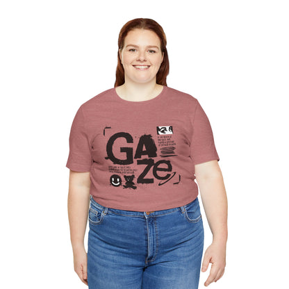 Gaze Typography Graphic Tee — Abstract Monochrome Text Art T-Shirt