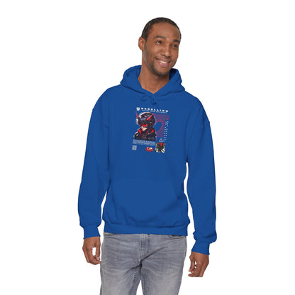Cyber Samurai Hoodie — Futuristic Red Oni Graphic Pullover