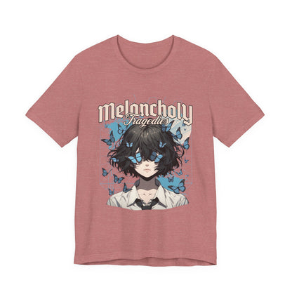Melancholy Tragedia Anime Tee — Blue Butterflies Graphic T-Shirt