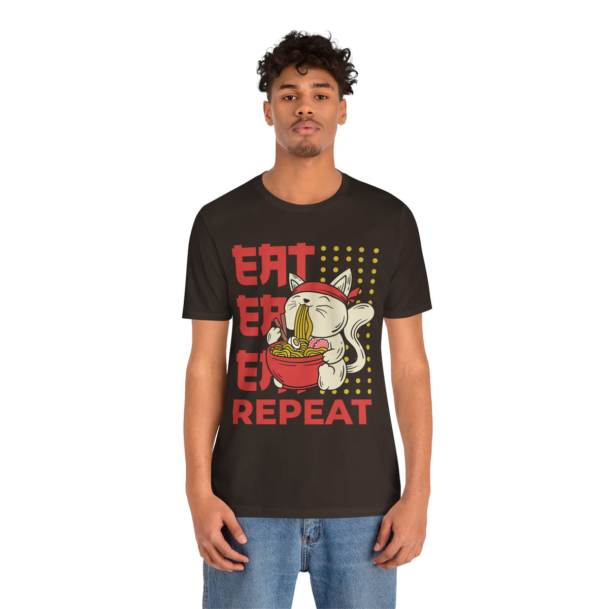 Ramen Cat Tee — "Eat Sleep Repeat" Cute Noodle Lover T-Shirt