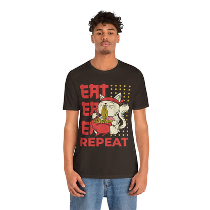 Ramen Cat Tee — "Eat Sleep Repeat" Cute Noodle Lover T-Shirt