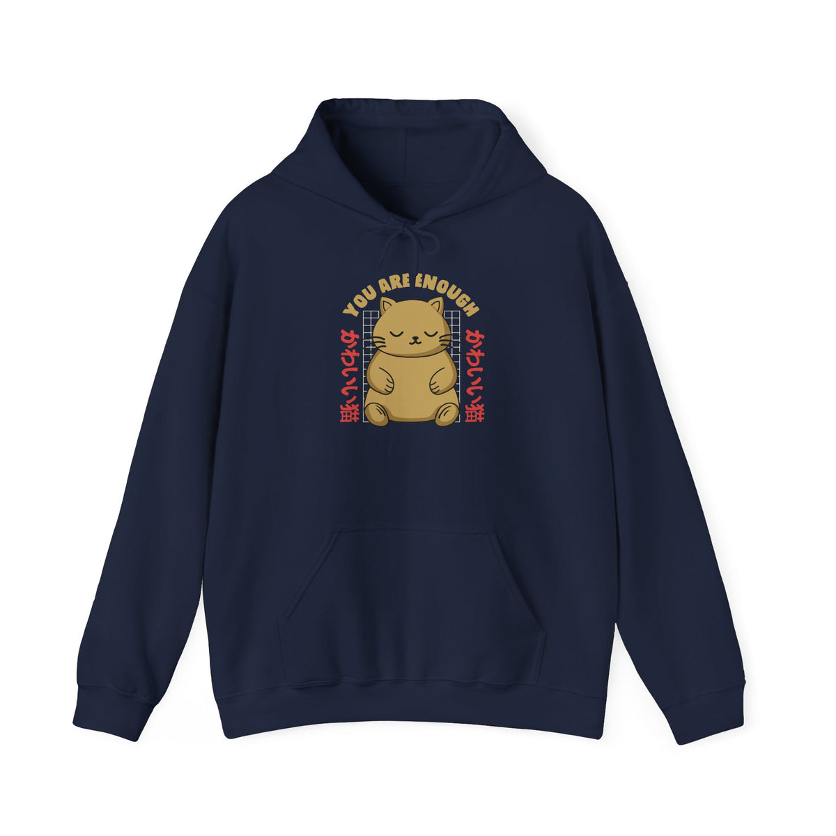 Hoodie — Cute 'You Are Enough' Kawaii Cat Comfort Hoodie