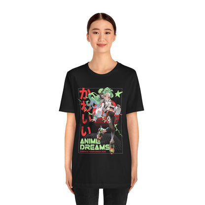 Anime Dreams Kawaii Tee — Neon Retro Anime Girl Graphic T-Shirt
