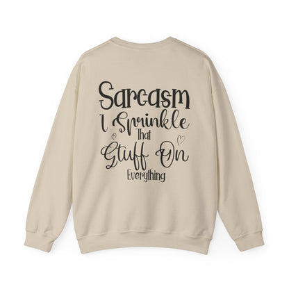 Funny Coffee Owl Crewneck Sweatshirt — "Sorry for What I Said Before Coffee" / Sarcasm Back Print