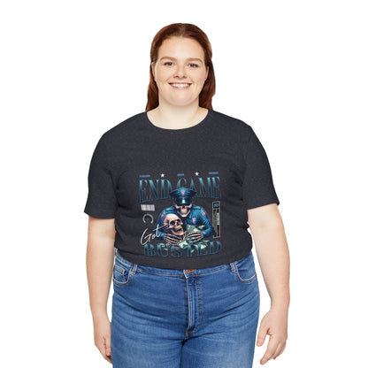 Endgame Got Busted Tee — Police Skull Graphic T-Shirt