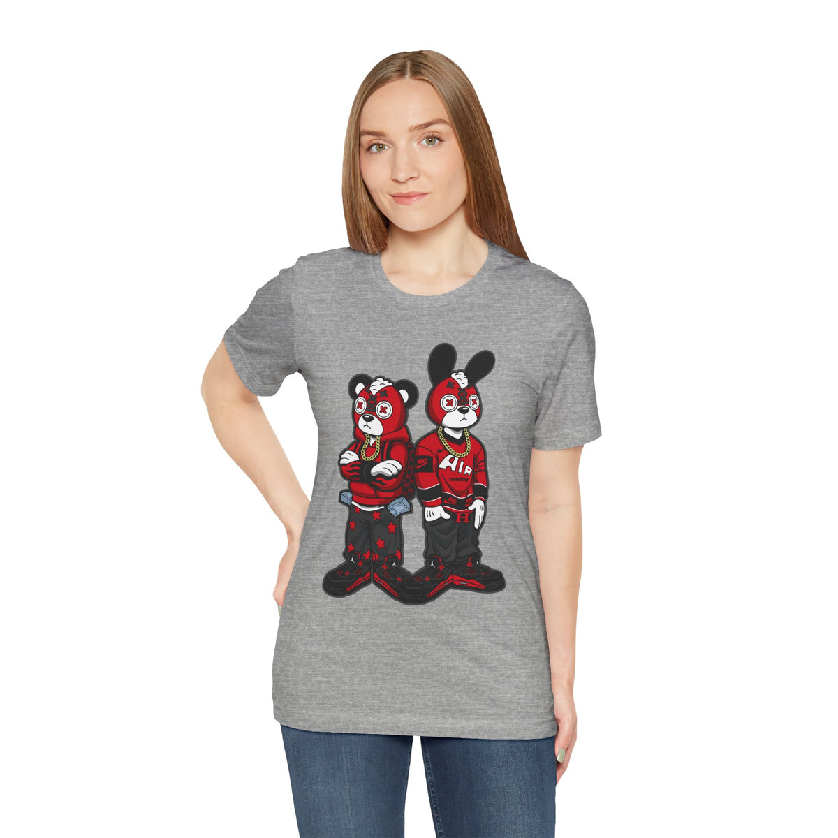 Streetwear Cartoon Bear & Bunny Tee — Hip Hop Graphic T-Shirt