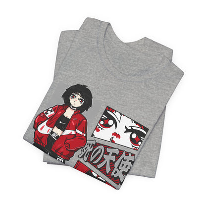 Anime Streetwear Tee — Red-Jacket Angel Graphic