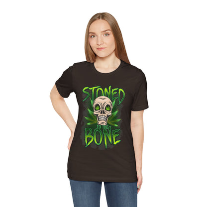 Stoned to the Bone Skull Tee — Cannabis Leaf Graphic T-Shirt