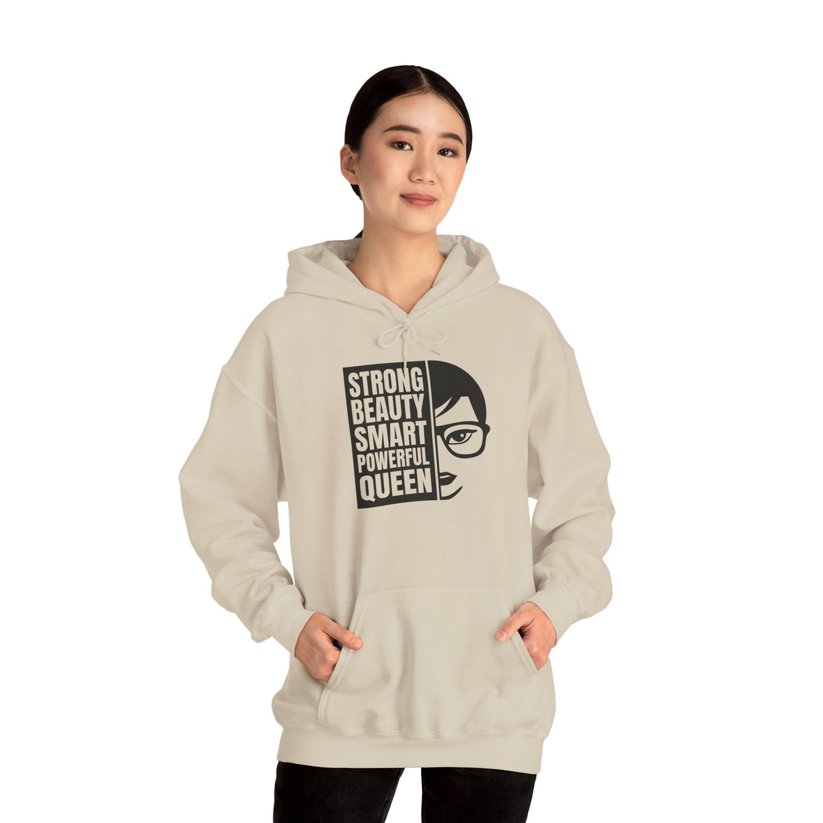 Queen Portrait Hoodie — "Strong Beauty Smart Powerful Queen" Empowerment Sweatshirt
