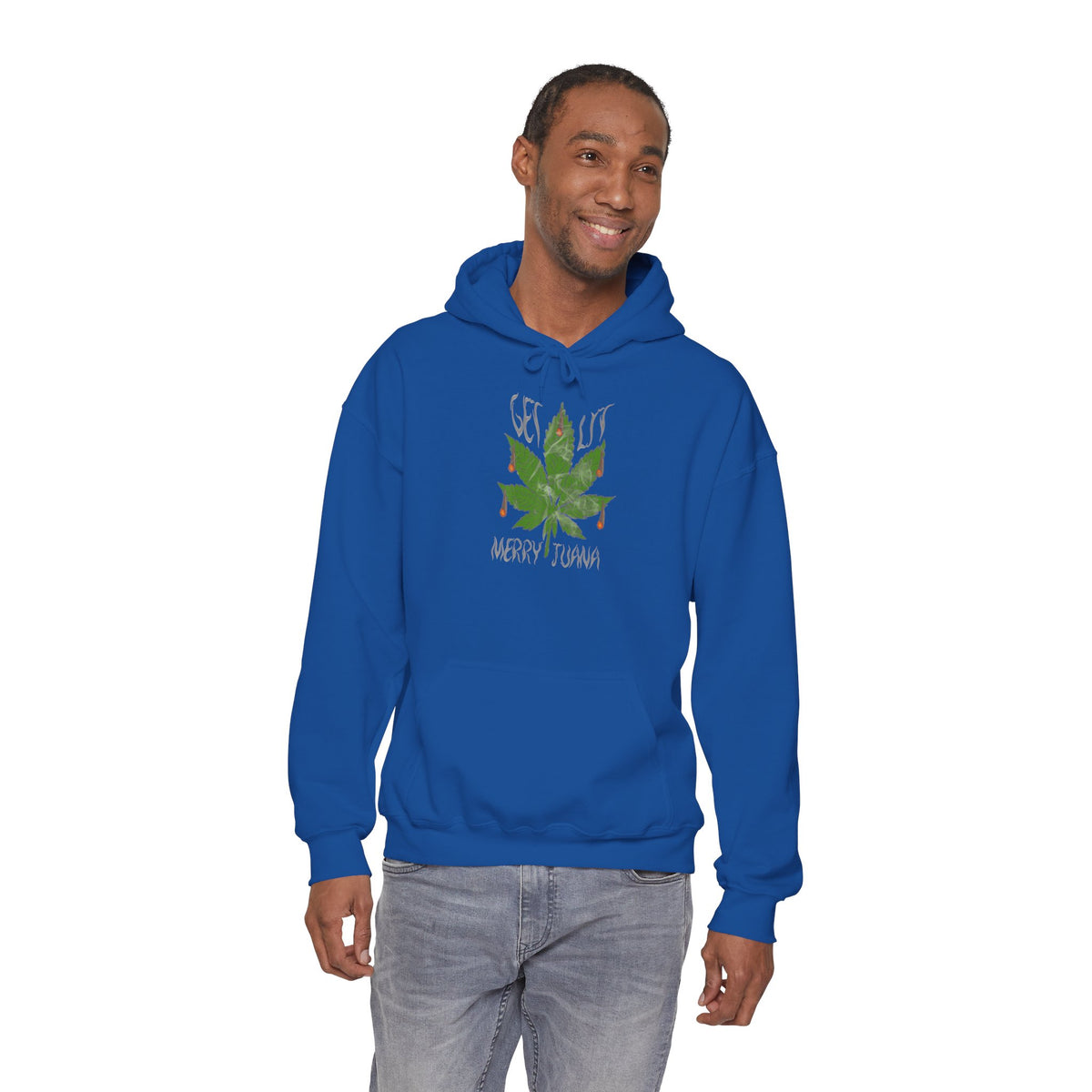 Cannabis Leaf Hoodie - "Get High" Retro Green Graphic Pullover