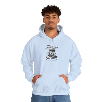 Time Slips Graphic Hoodie — Vintage Pocket Watch Illustration Sweatshirt