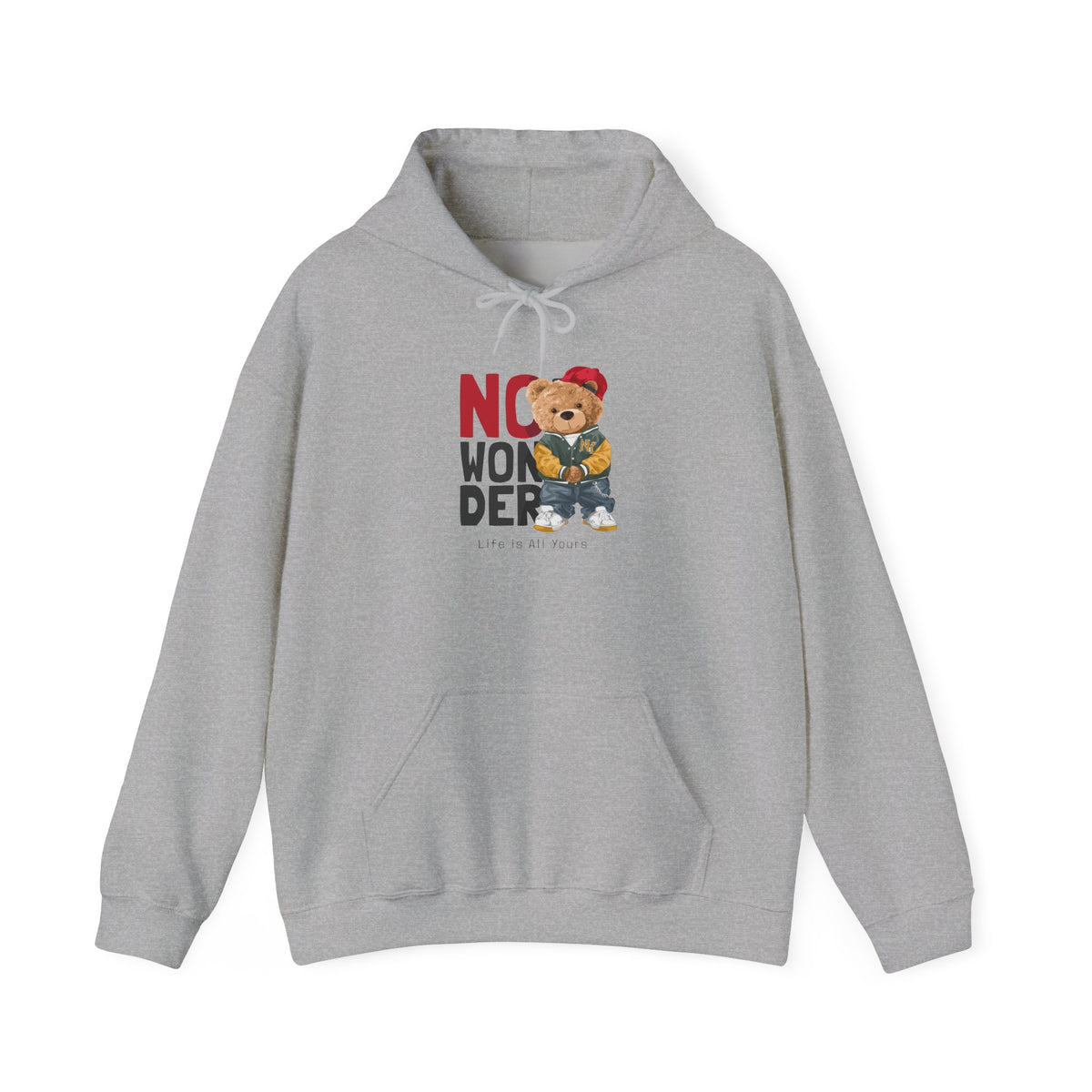 No Wonder Bear Hoodie – Cute Teddy Graphic Hooded Sweatshirt