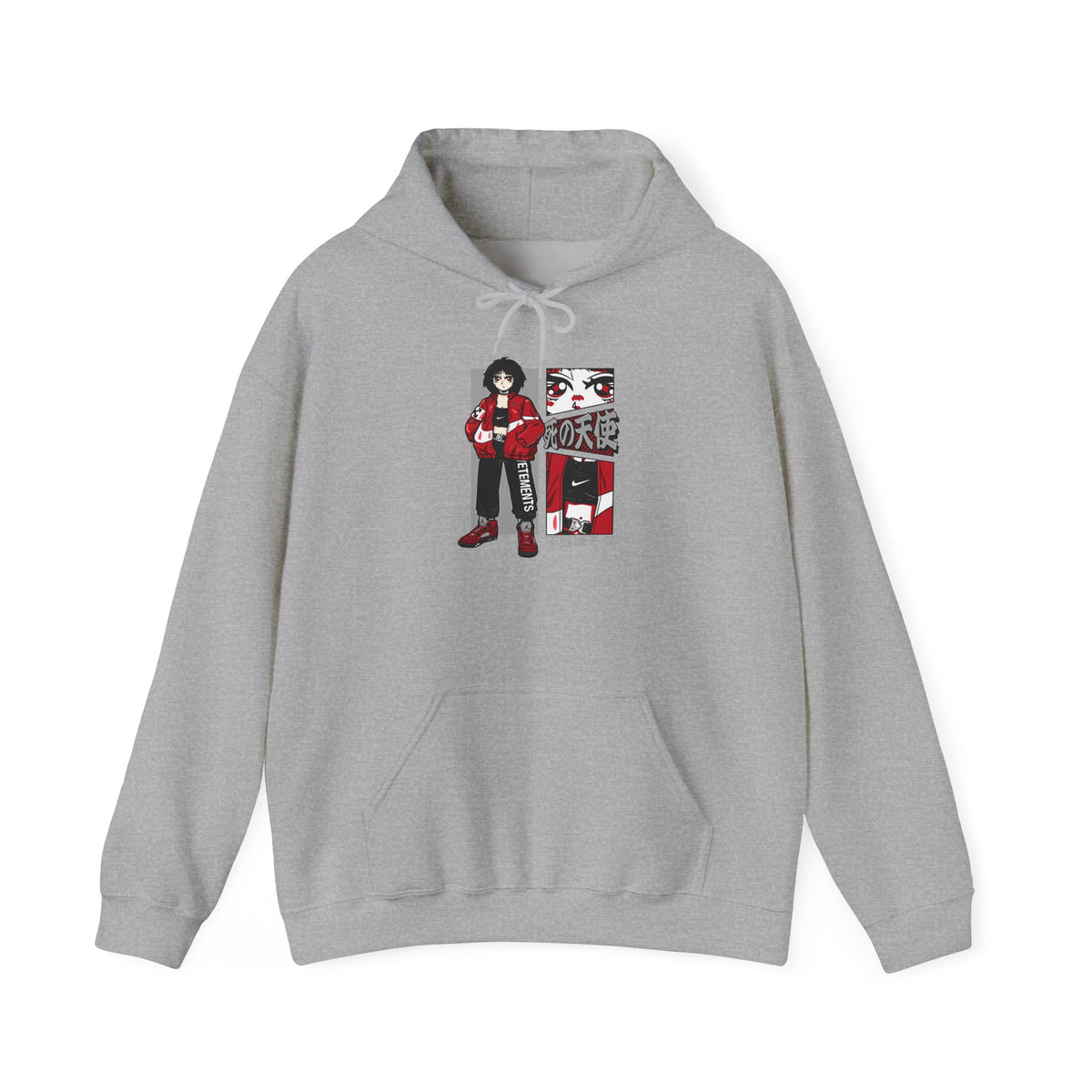 Anime Streetwear Red-Jacket Angel Hooded Sweatshirt
