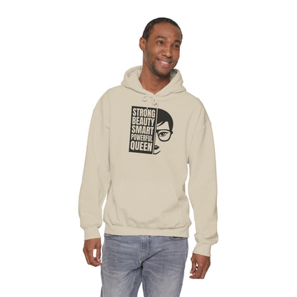 Queen Portrait Hoodie — "Strong Beauty Smart Powerful Queen" Empowerment Sweatshirt