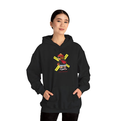 Hockey Bear Graphic Hoodie — 'Never Give Up' Cozy Skate Sweatshirt