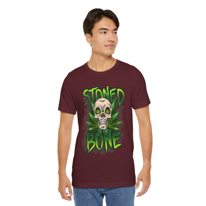 Stoned to the Bone Skull Tee — Cannabis Leaf Graphic T-Shirt