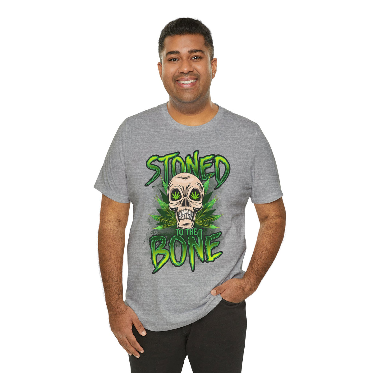 Stoned to the Bone Skull Tee — Cannabis Leaf Graphic T-Shirt