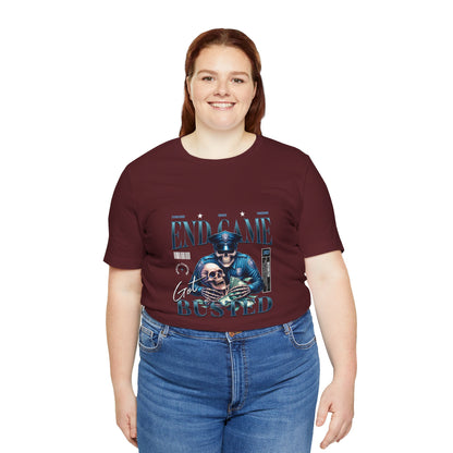 Endgame Got Busted Tee — Police Skull Graphic T-Shirt